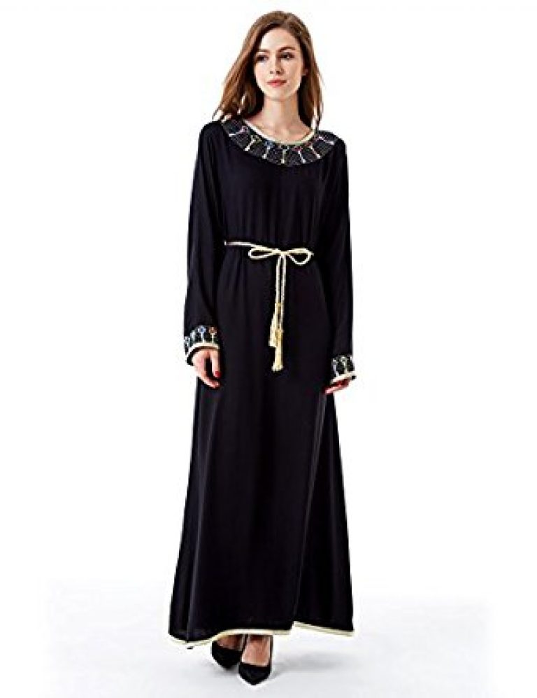 Muslim Kaftan Dubai Long Sleeve Dress For Women Islamic Clothing Rayon