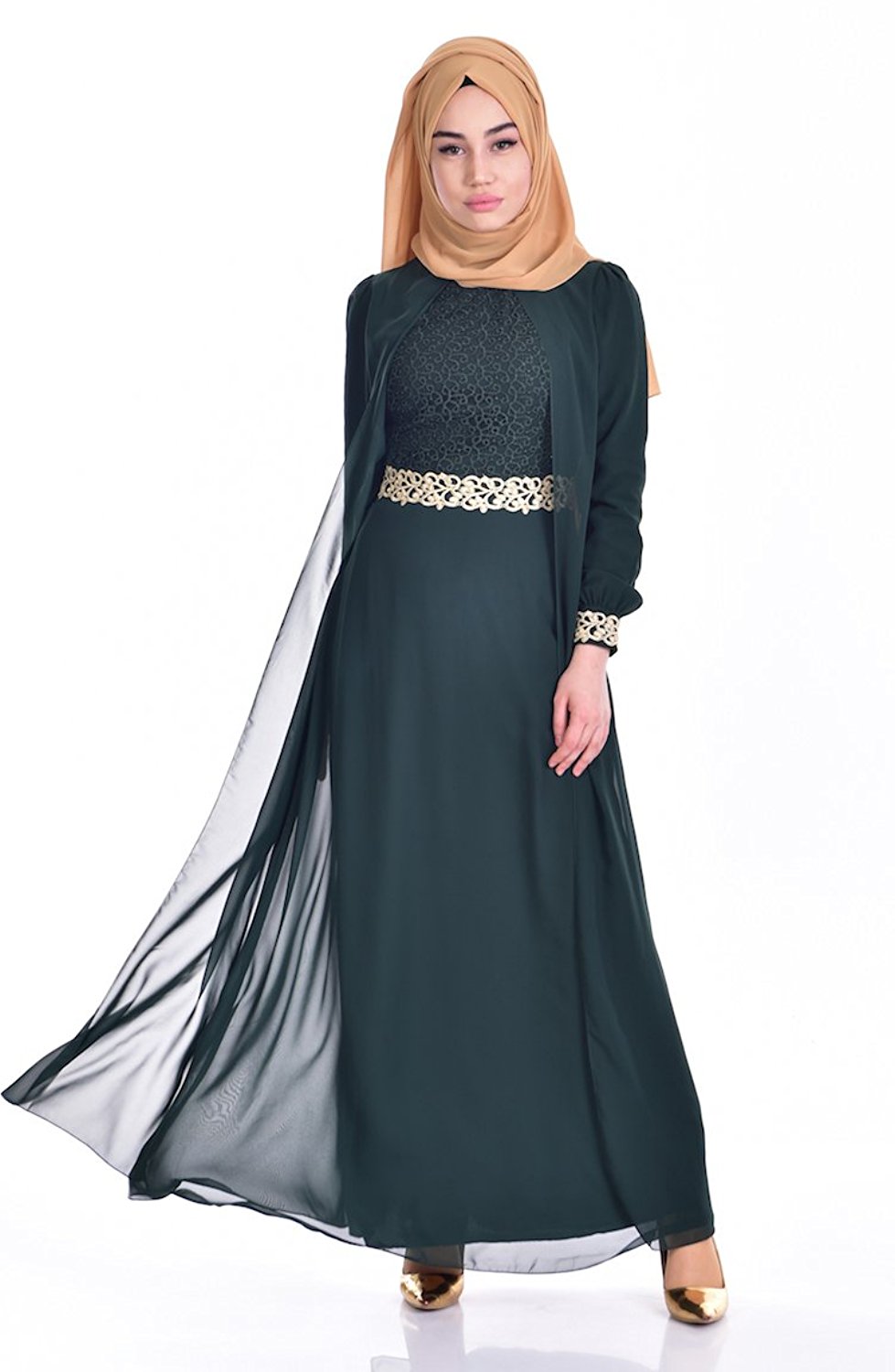 SEFAMERVE Women S Guipure Detailed Chiffon Islamic Clothing Evening Dress WholeHalal